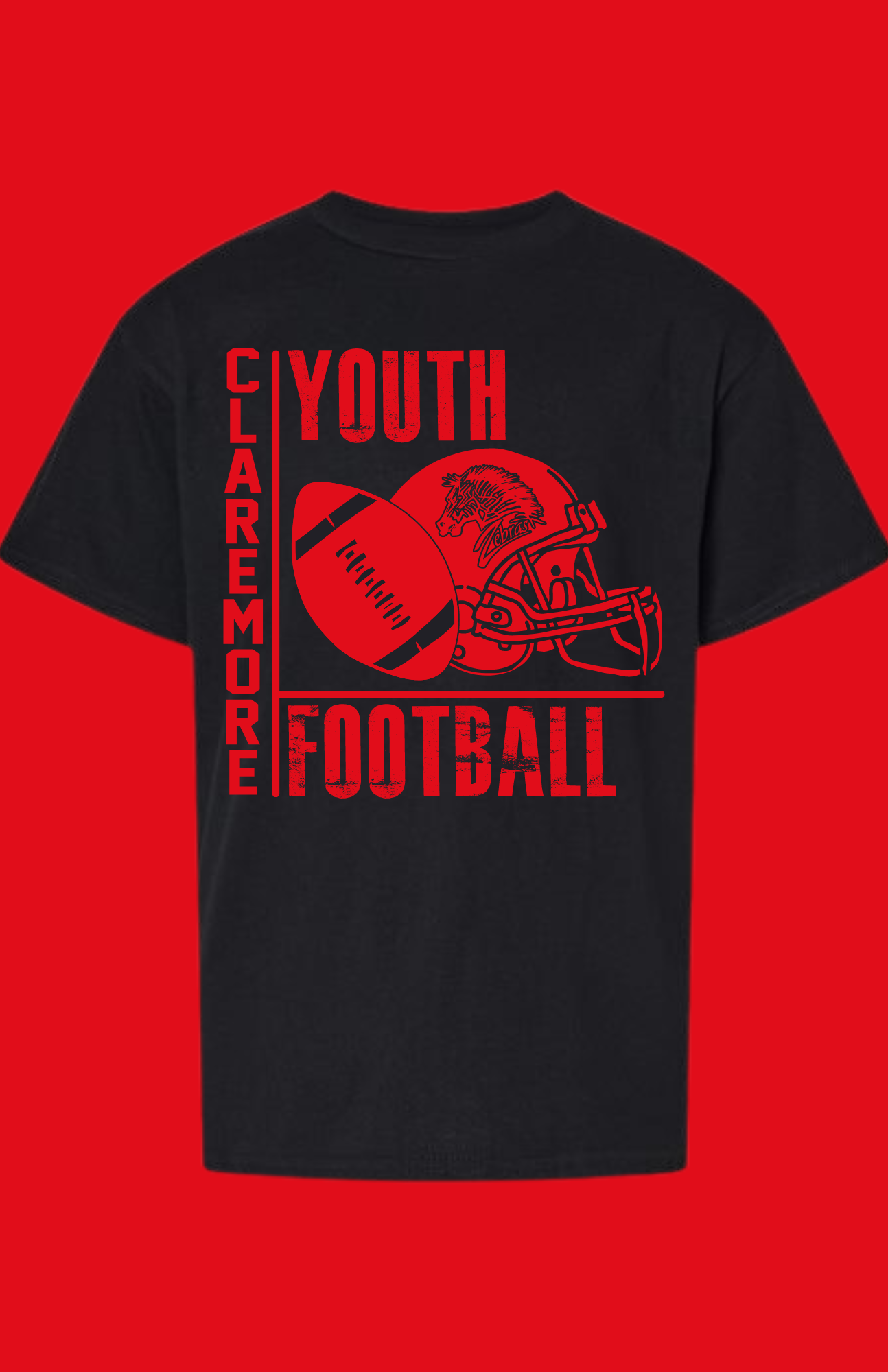 CLAREMORE BLACK YOUTH FOOTBALL - YOUTH TSHIRT SIZING