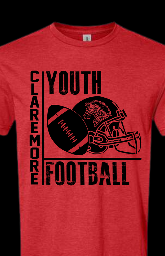 CLAREMORE BLACK YOUTH FOOTBALL - ADULT TSHIRT SIZING