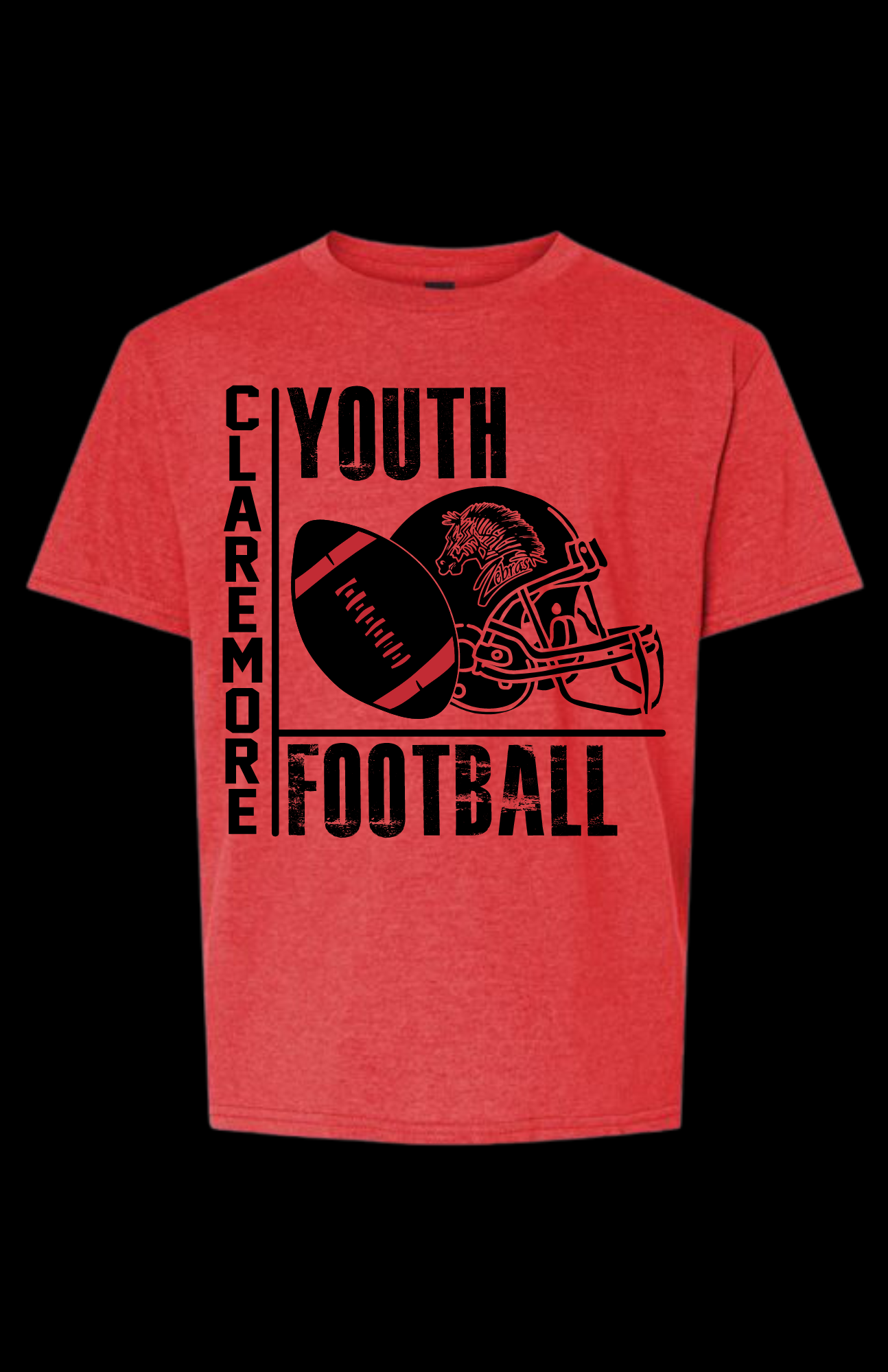 CLAREMORE BLACK YOUTH FOOTBALL - YOUTH TSHIRT SIZING