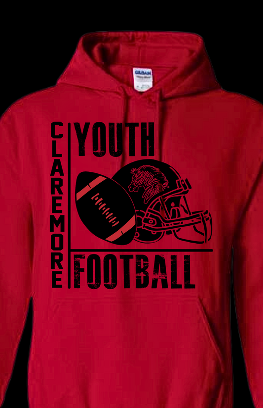 CLAREMORE BLACK YOUTH FOOTBALL - ADULT HOODIE SIZING